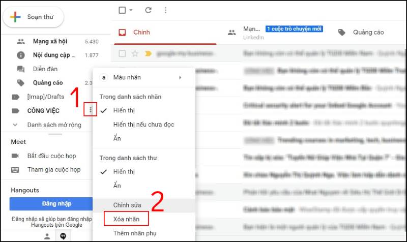 Xóa nhãn Gmail